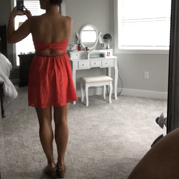 Strapless orange dress - Picture 2 of 3